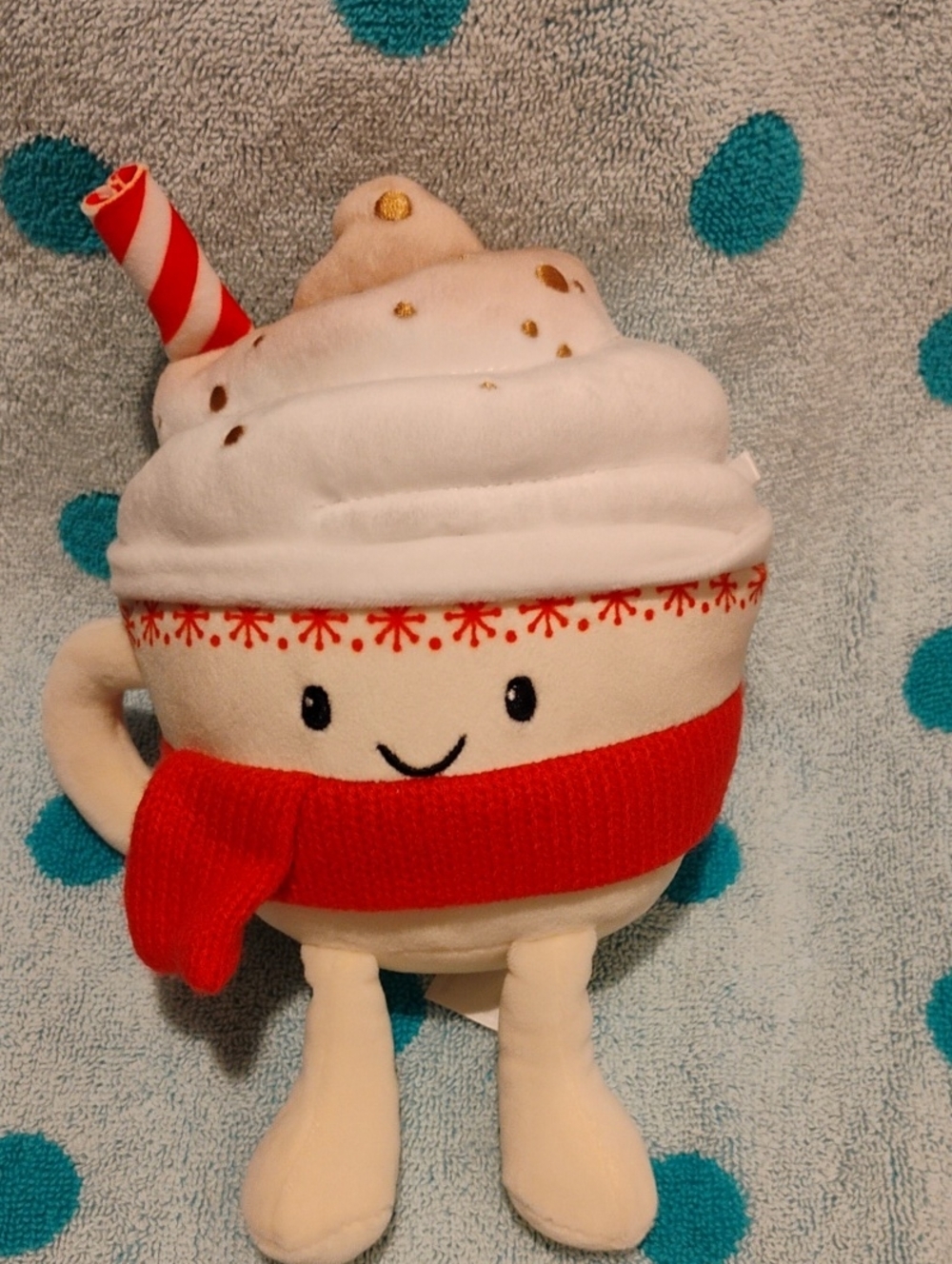 Festive Hot Cocoa Plush Toy - Cream and Red